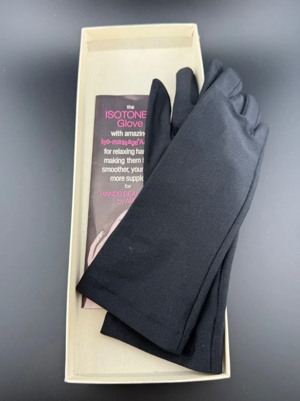 Vintage Aris Black Gloves Womens Size 7 100% Cotton Dress Evening Gloves In Box